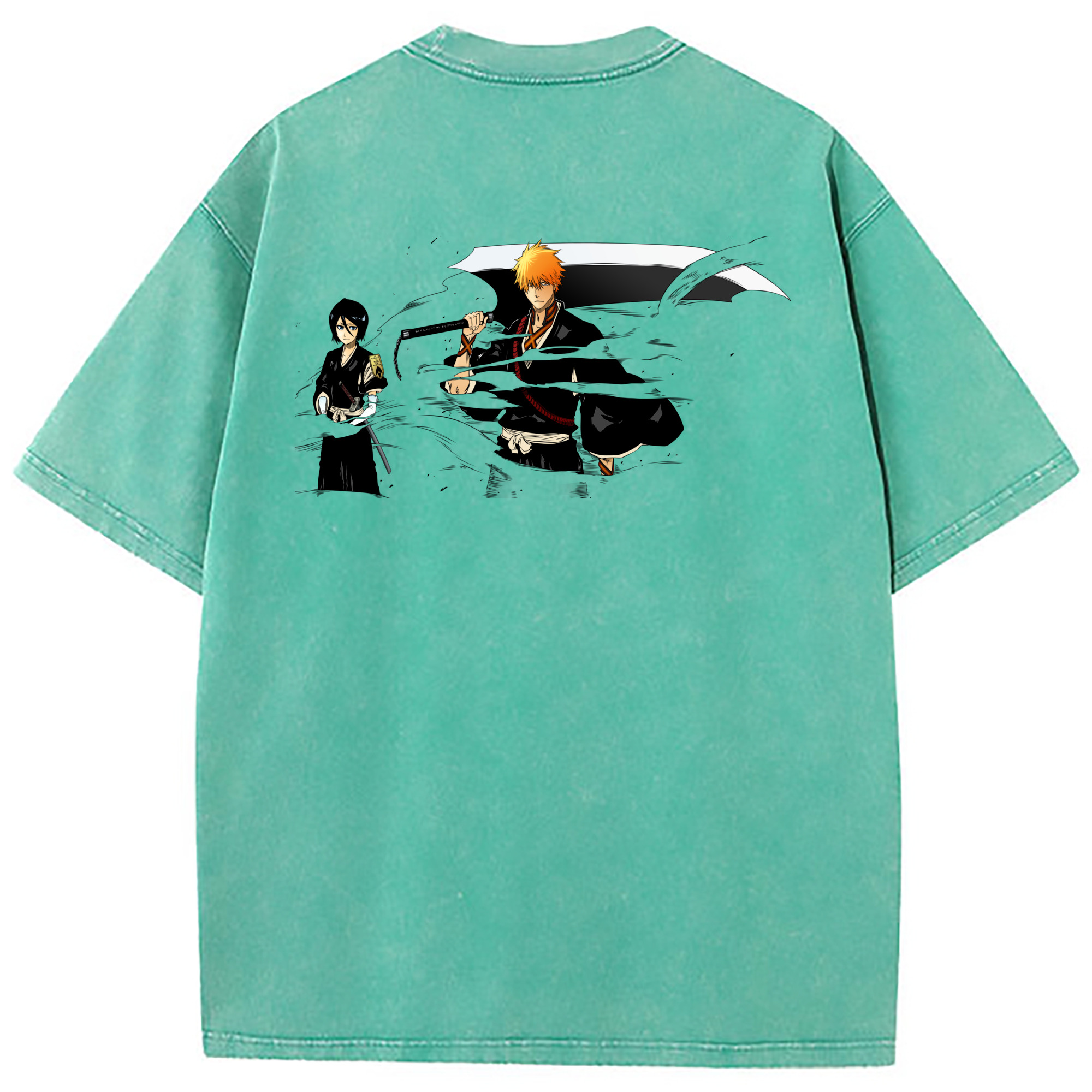 （画像用） ブリーチ 黒崎一護（くろさき いちご）BLEACH Kurosaki Ichigo 綿100% ヴィンテージ風 半袖Tシャツ（背面プリント）